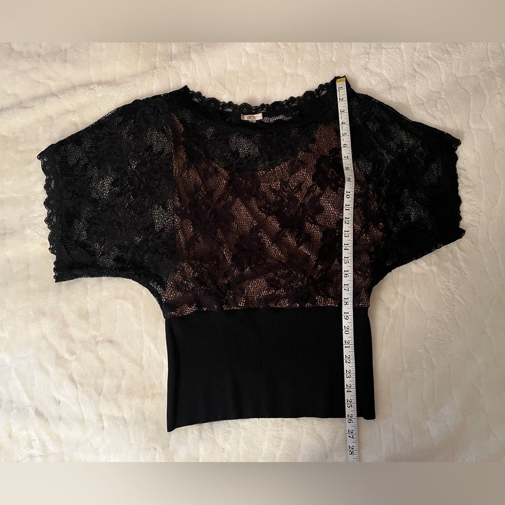 Vintage caché lace mesh top black with tank size L - Picture 5 of 8